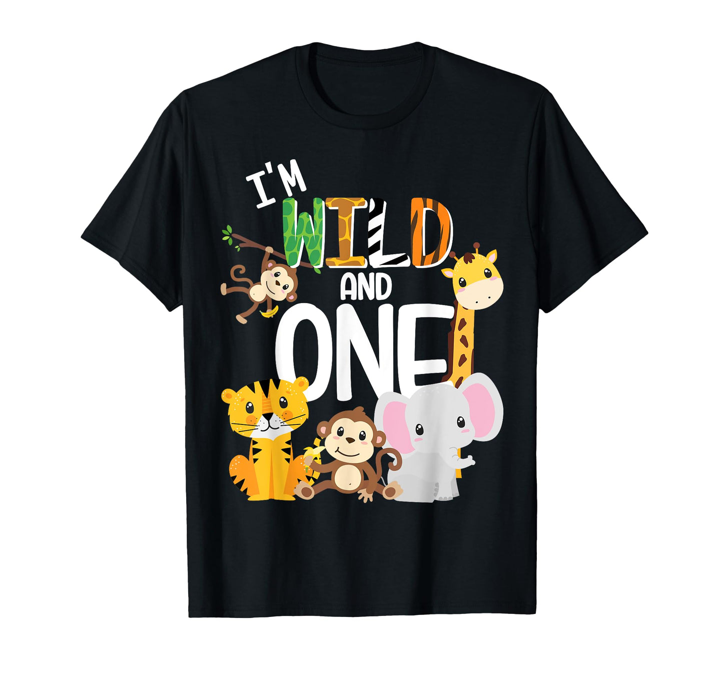 I'm Wild and One Zoo Theme Birthday Safari Jungle Animals T-Shirt