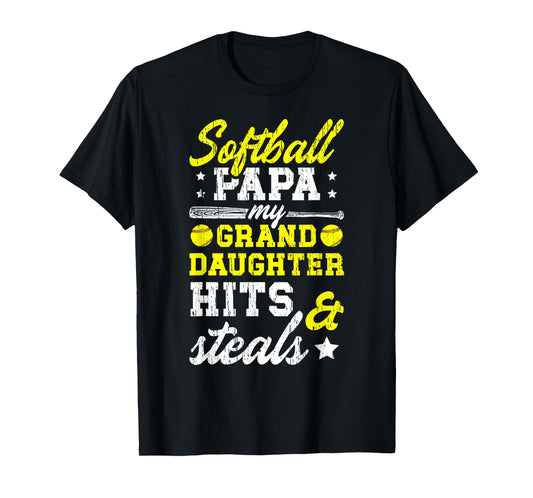 Softball Papa Grandpa Funny Papa Of A Softball Player T-Shirt
