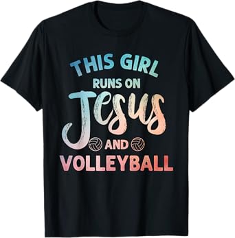Christian Volleyball Art For Girls Women Volleyball Player T-Shirt