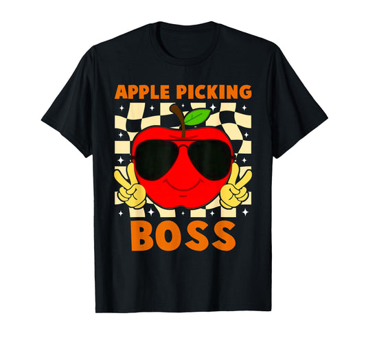 Apple Picking Boss Apples Orchard Pumpkin Farm Family Trip T-Shirt