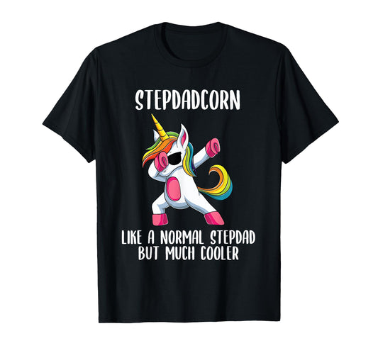 Unicorn Stepdad Girl Birthday Party Apparel StepdadCorn Cute T-Shirt