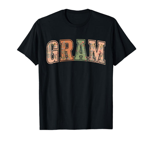 Raising Wildflowers Gram Plant Tee Funny Grandma Retro T-Shirt
