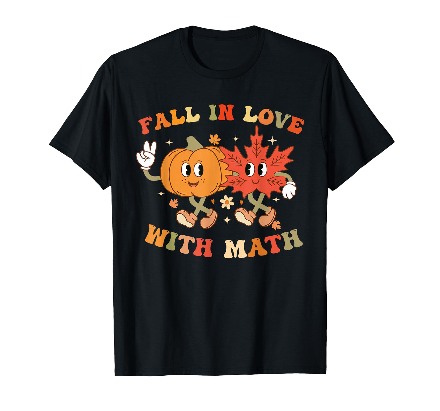 Fall In Love with Math Retro Thanksgiving Teacher Autumn T-Shirt