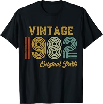 Vintage 1982 Original Parts Retro 43 Years Old Mens Womens T-Shirt