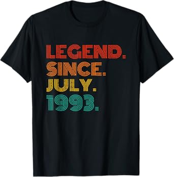 Legend Since July 1993 Birth Of Birthday Idea 1993 Vintage T-Shirt