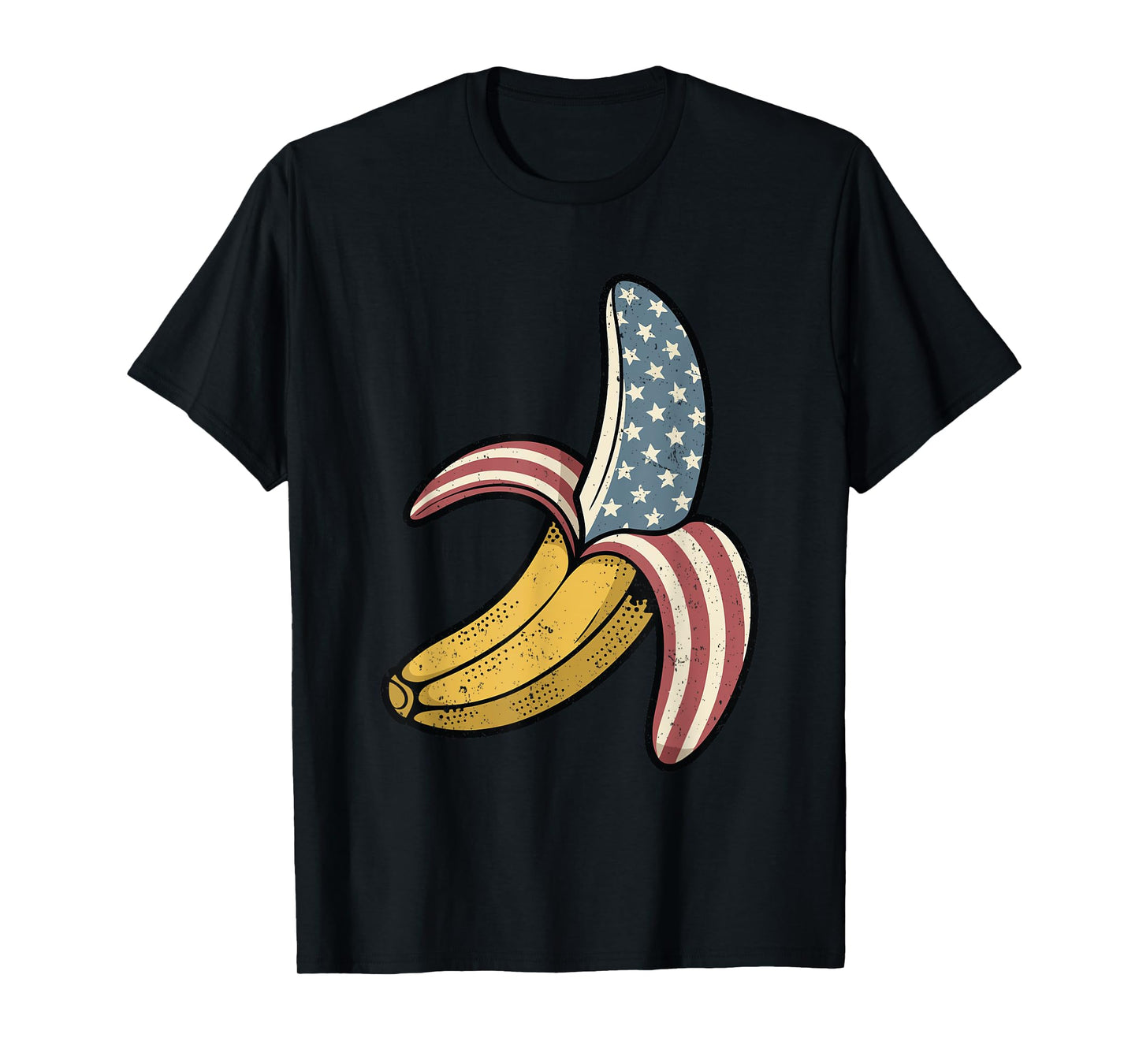 Vintage Banana American Flag Retro Graphic Art USA T-Shirt