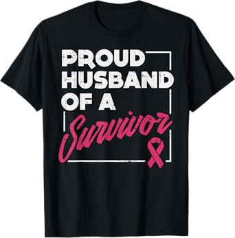 Proud Husband Of Survivor Breast Cancer Awareness Men Gift T-Shirt