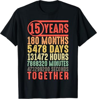 15 Year 15th Wedding Anniversary for Her Him Couple Matching T-Shirt