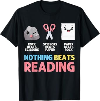 Nothing Beats Reading Funny Rock Paper Scissors T-Shirt