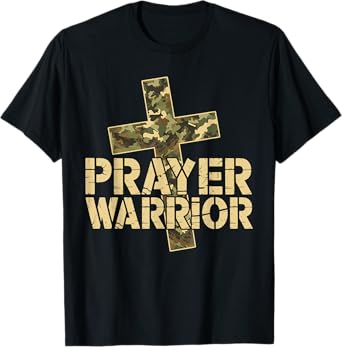 Prayer Warrior Faith God Cross Camo Jesus Christian Women T-Shirt