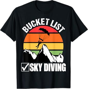 Bucket List Sky Diving Vintage Skydiver Skydiving Parachute T-Shirt