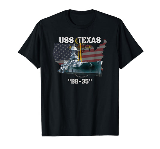 USS Texas BB-35 Battleship Veterans Warship Father Grandpa T-Shirt