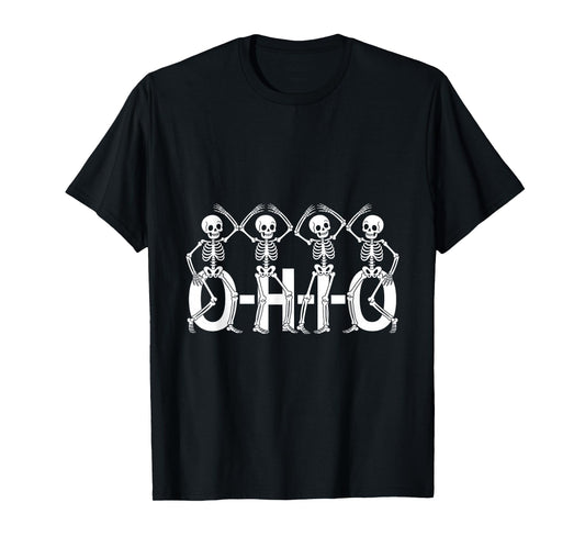 Funny O-H-I-O State Skeleton Ohio Halloween Vintage Vibe Fun T-Shirt