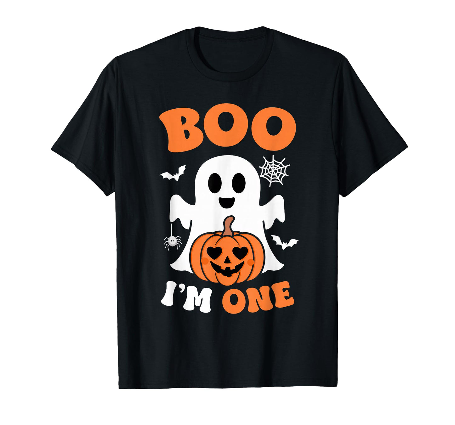 Ghost Boo I'm One Year 1st Birthday Boys Halloween Groovy T-Shirt