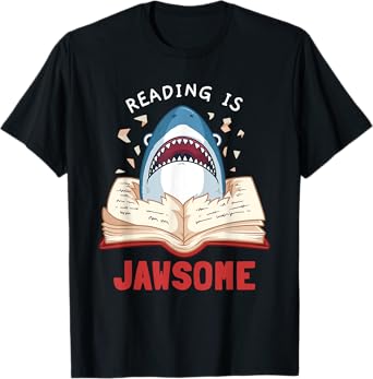 Reading Is Jawsome Bookworm Shark Book Lover Gift For Kids T-Shirt
