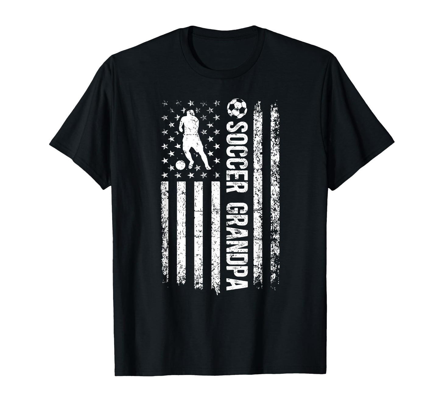 Soccer Grandpa Of A Soccer Player Grandfather US Flag T-Shirt