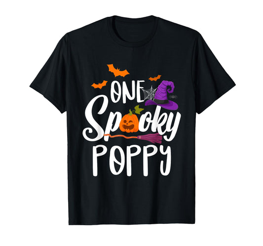 One Spooky Poppy Pumpkin Halloween Costume Dad Grandpa T-Shirt