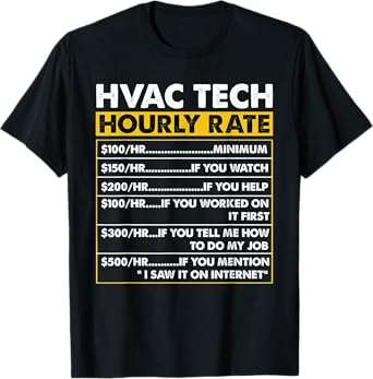 HVAC Tech Tools Funny Vintage HVAC Technician Hourly Rate T-Shirt