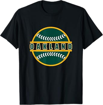 Vintage Oakland California Dark Green Yellow Retro Throwback T-Shirt