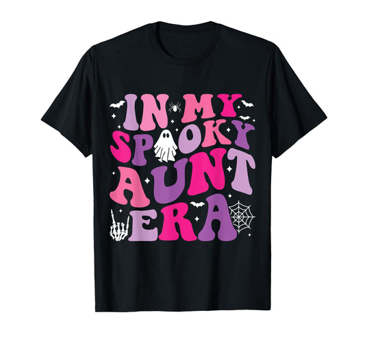 Groovy In My Spooky Aunt Era Hippie Halloween Auntie Ghost T-Shirt