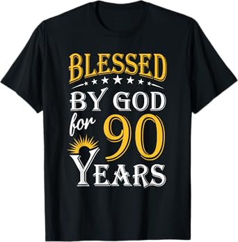 Vintage Blessed by God for 90 years Happy 90th Birthday T-Shirt
