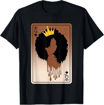Spades Queen Card Afro American Black History Month Melanin T-Shirt