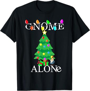 Gnome Alone Funny Christmas Parody Garden Gnome Gift T-Shirt