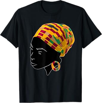 Funny Kente Cloth Head Wrap Gift For African American Women T-Shirt