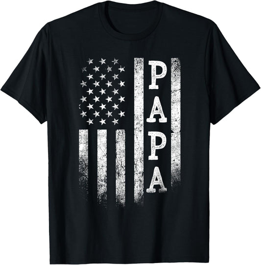 Papa American Flag Papa Gifts Patriotic Father's Day T-Shirt