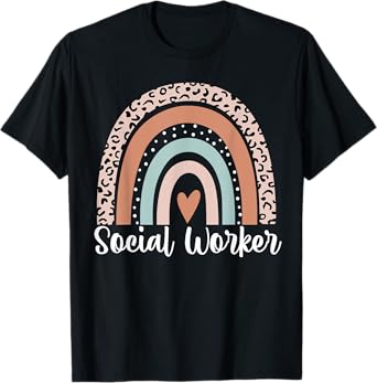 Social Worker Rainbow Leopard Funny Social Worker T-Shirt