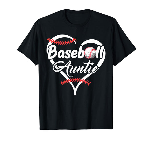 Baseball Aunt Heart Proud Baseball Auntie T-Shirt