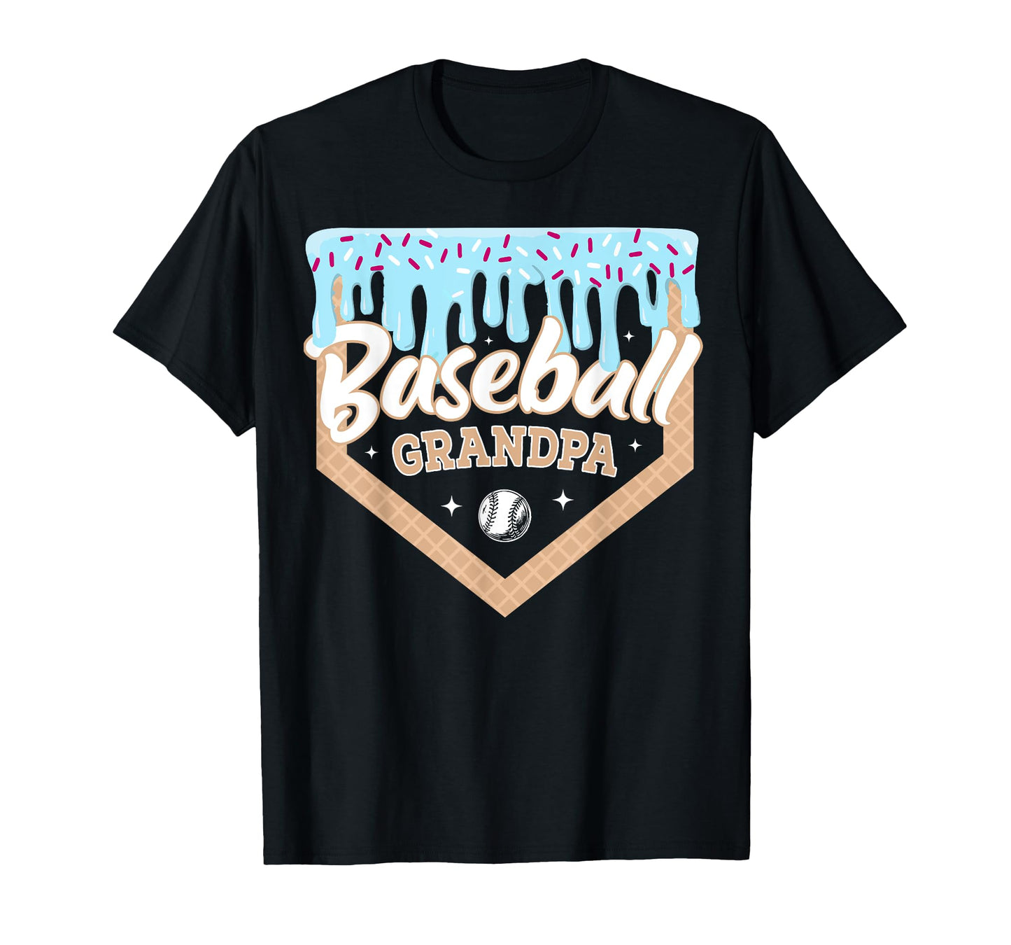 Baseball Drip Grandpa Ice Cream Home Plate Fathers Day T-Shirt