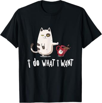 Meow I Do What I Want Vintage Black Cat Red Cup Funny My Cat Men Women T-Shirt