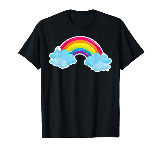 Colorful Rainbow and Clouds Cute Fun Aesthetic T-Shirt