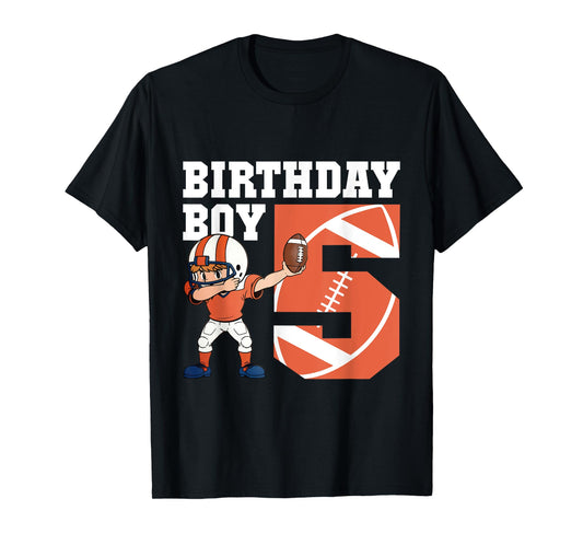 5th Birthday Boy Football Player Dabbing 5 Years Old Kids T-Shirt