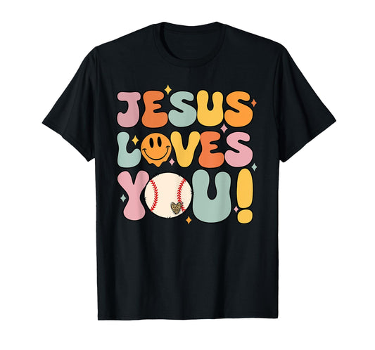 Christian-Shirt Jesus Loves You Baseball Softball Lover T-Shirt
