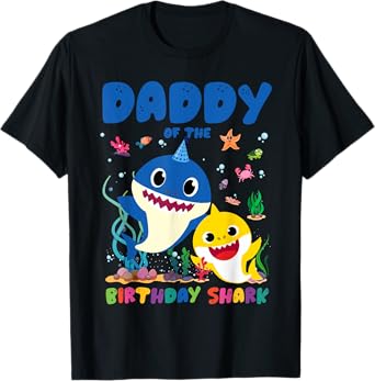 Funny Daddy Of The Birthday Family Shark Birthday Boy Girl T-Shirt