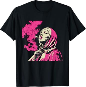 Vibrant Smoking Unholy Nun Woman Streetware Men Women T-Shirt