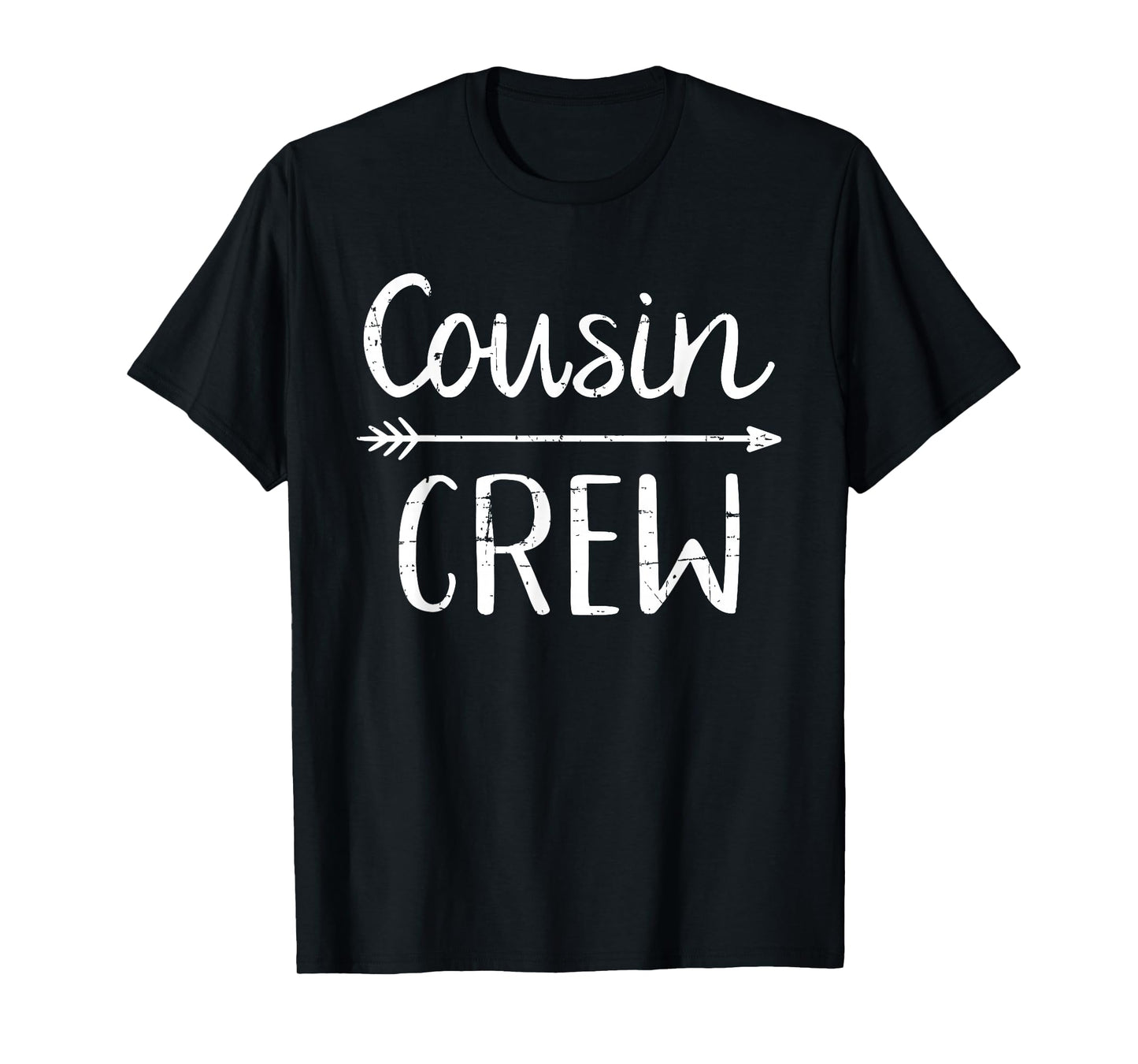 Black Cousin Crew T-Shirt: Classic Fit, Crew Neck, Short Sleeve, Letter Print - Adult Polyester/Cotton