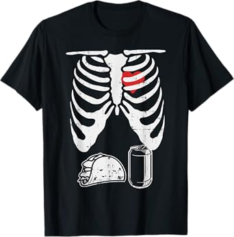 Skeleton Pregnancy Taco Beer Xray Halloween Soon Dad T-Shirt