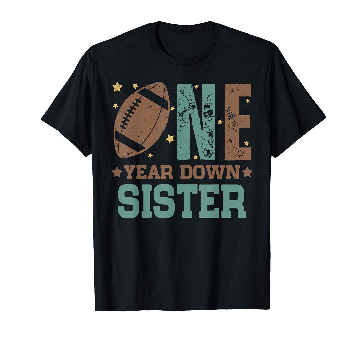 Sister of the 1 Year old Football 1st Year Down Birthday T-Shirt