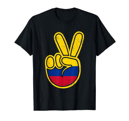 Colombia Flag Peace Sign Funny Colombian Retro Boys Toddler T-Shirt