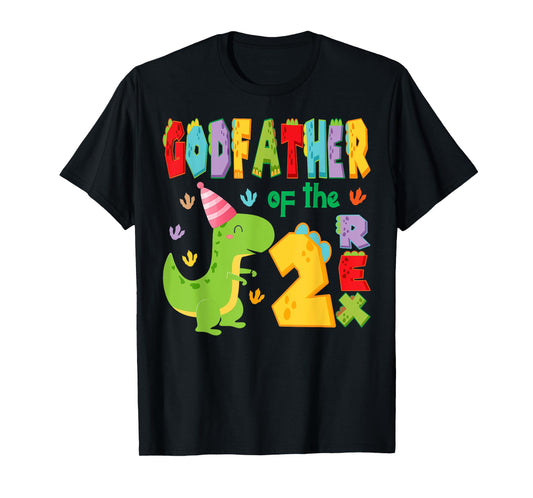 Godfather of The Two Rex 2Nd Birthday Boy Dinosaur T-Rex T-Shirt