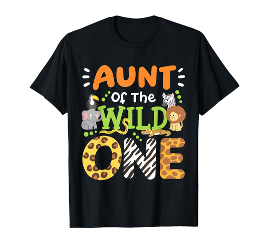 Aunt Of The Wild One Kids Boys Safari Zoo Birthday Family T-Shirt