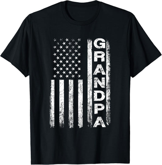 Grandpa Vintage American Flag Father's Day 4th of July Papa T-Shirt