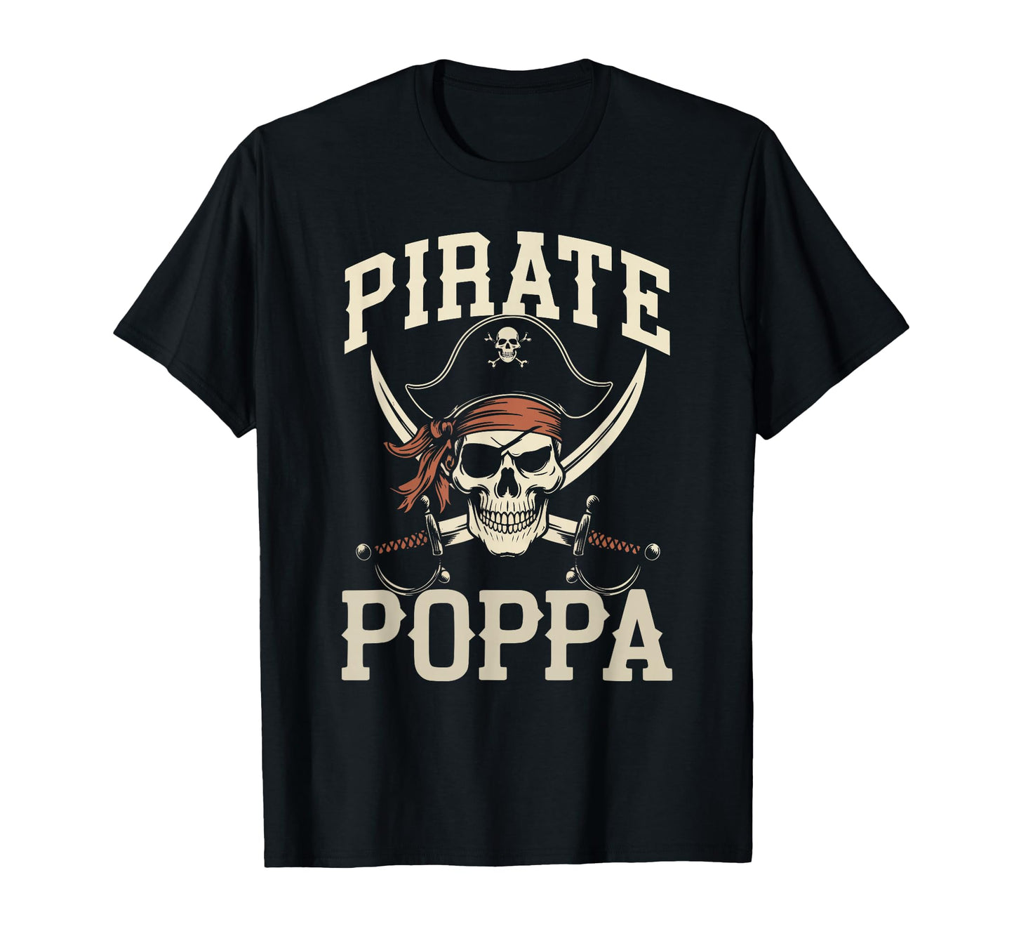 Pirate Poppa Funny Captain Matching Halloween Costume T-Shirt