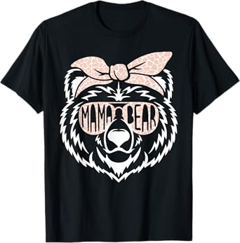 Mama Bear Face Sunglasses Mother Mom Mommy Mother's Day T-Shirt