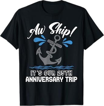 25 Years Wedding Anniversary Couples Cruise Trip Matching T-Shirt