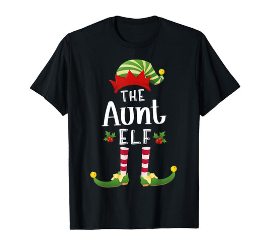 Aunt Christmas Elf Matching Pajama X-Mas Party T-Shirt