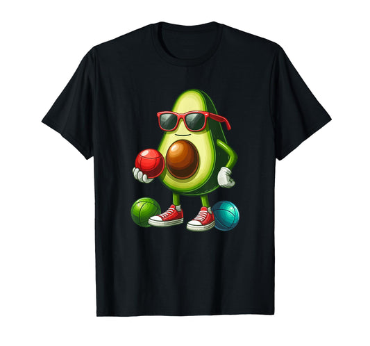 Avocado Sunglasses Playing Bocce Ball Funny Fruit Sport T-Shirt
